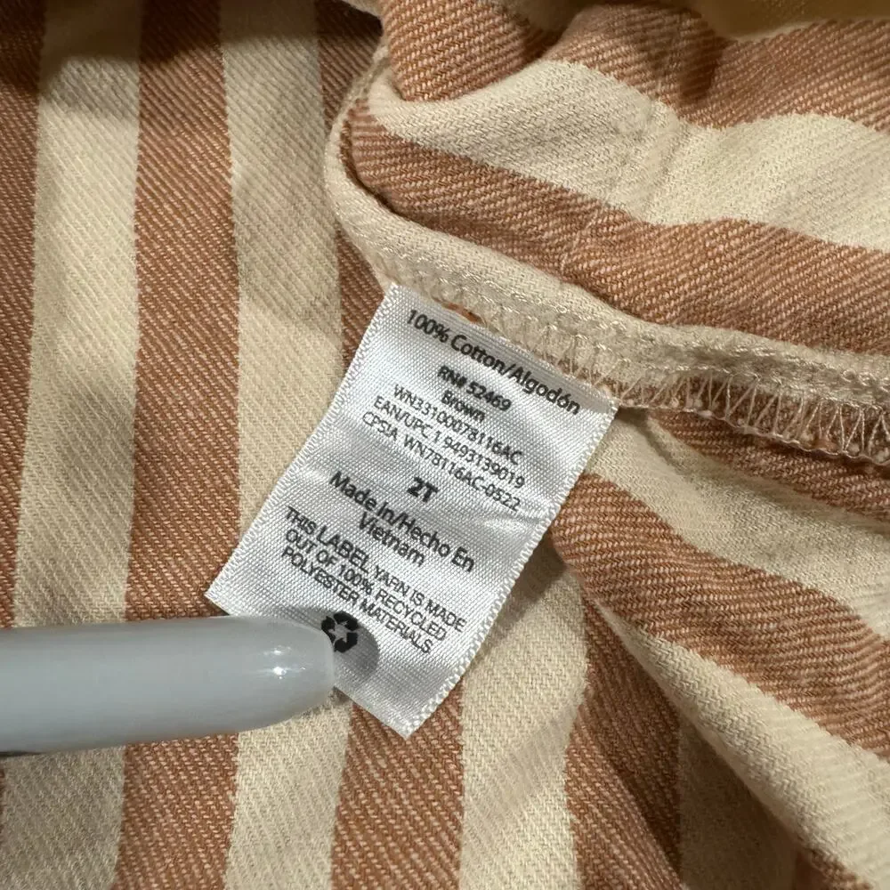 Wonder Nation Toddler Girl 2T Overall Striped Dress 100% Cotton - Picture 4 of 4